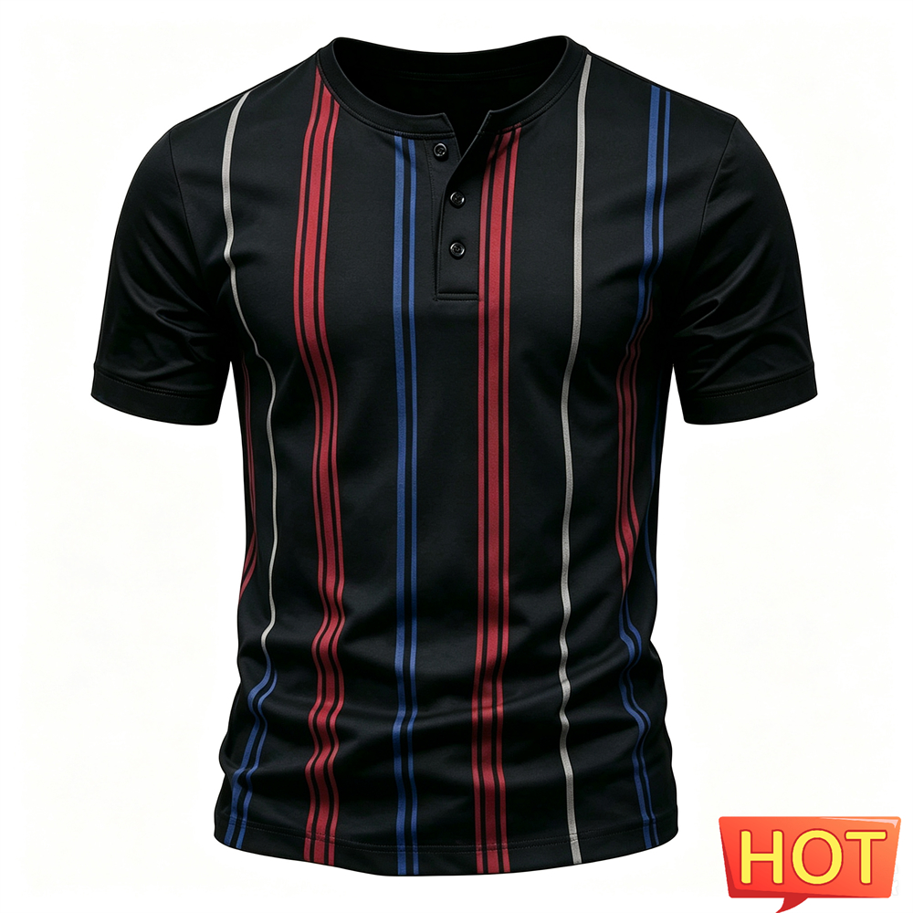 Men'S Fashion Clothing - Funny Stripe Print Men's Henry Shirt