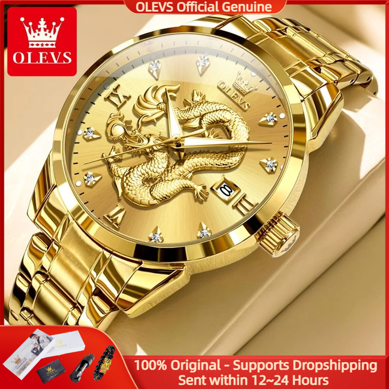 Mens Fashion In 1920 - OLEVS 3619 Men Watch Luxury Golden