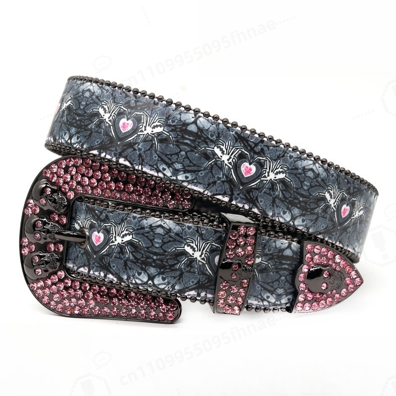 Belt Mens Fashion - Printed Rhinestone Waist Strap Alloy Pin