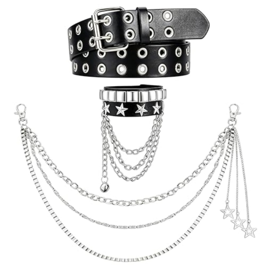 Belt Mens Fashion - Studded Belt Set for Men Women,