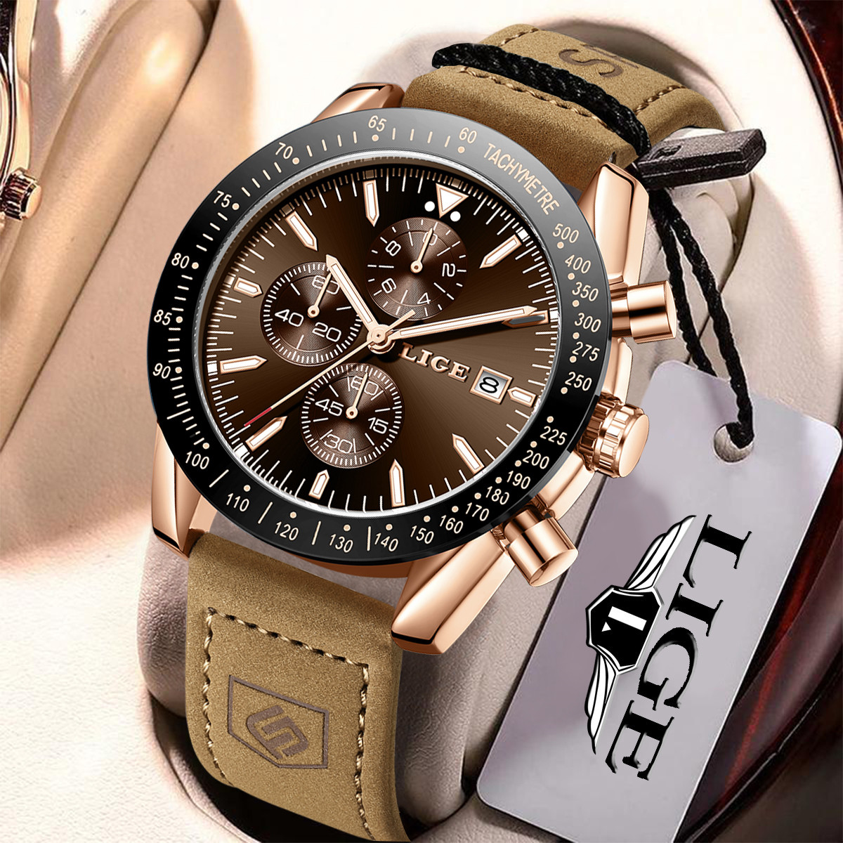 Men'S Fashion Box - LIGE Leather Watches Men Fashion Business