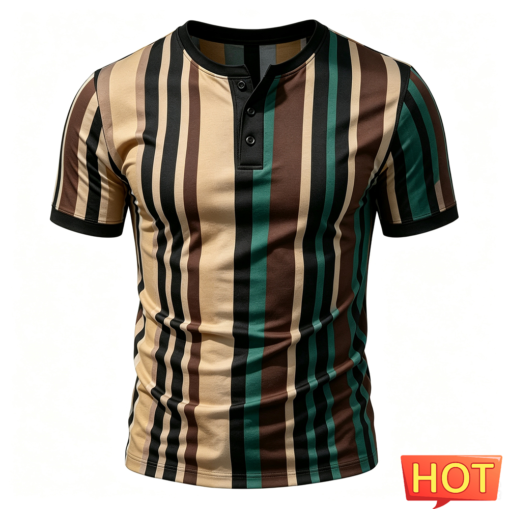 Funny Stripe Print Men's Henry - Men'S Fashion Clothing のレビューと価格
