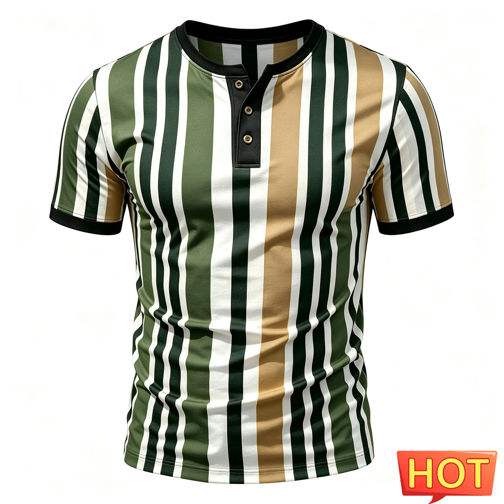 Funny Stripe Print Men's Henry - Men'S Fashion Clothing のレビューと価格