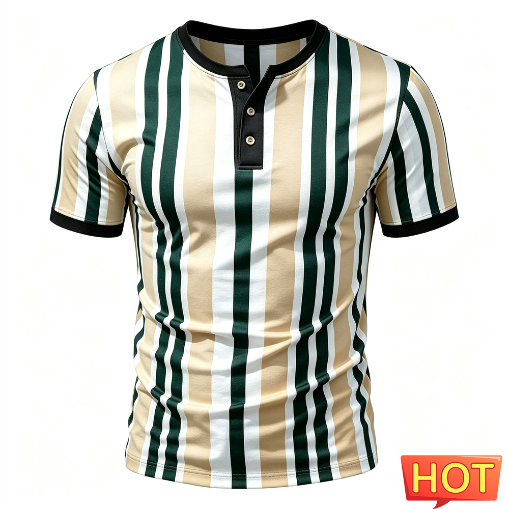 Funny Stripe Print Men's Henry - Men'S Fashion Clothing のレビューと価格