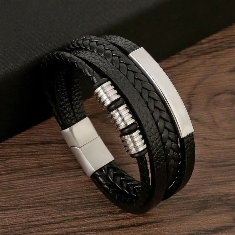 Classic Men's Leather Bracelet - Mens Fashion Combination のレビューと価格