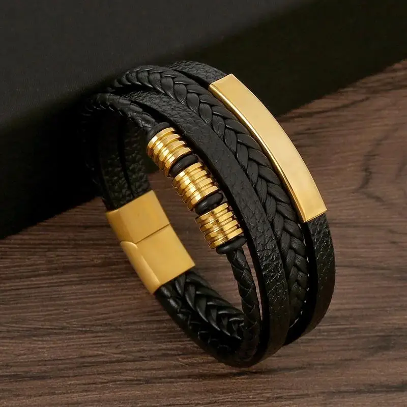 Classic Men's Leather Bracelet - Mens Fashion Combination のレビューと価格