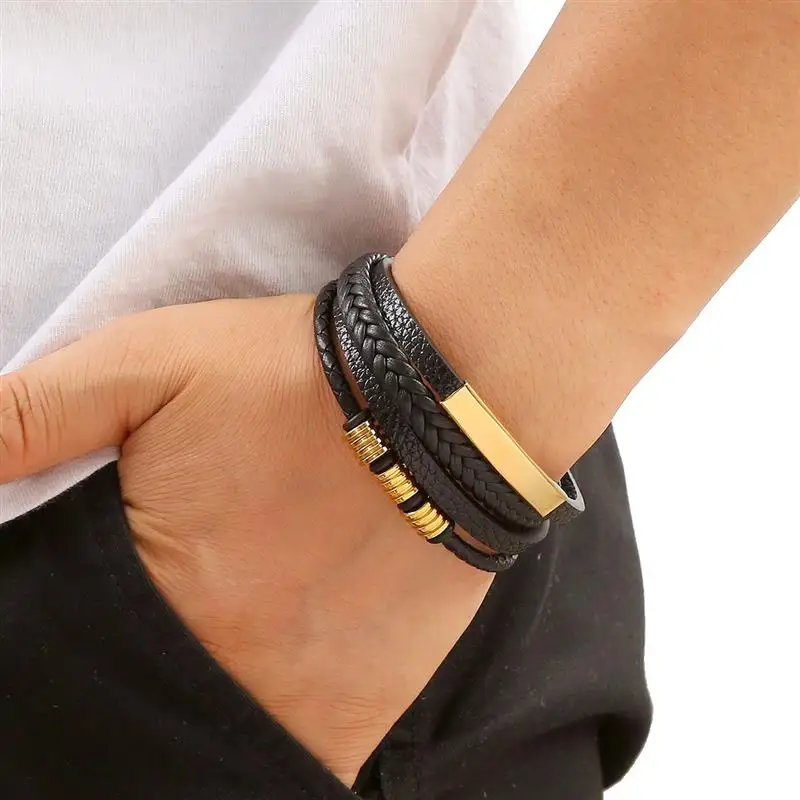 Classic Men's Leather Bracelet - Mens Fashion Combination のレビューと価格