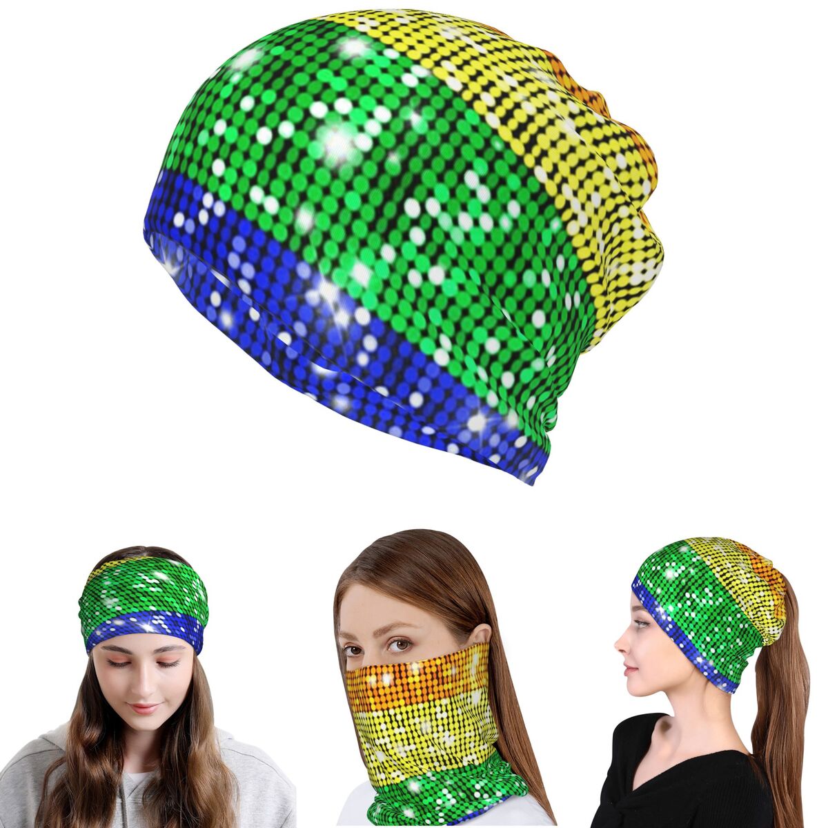 Faux Glitter Rainbow Pride Fla - Beanie Winter Hat のレビューと価格