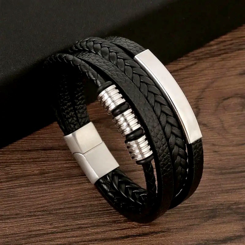 Classic Men's Leather Bracelet - Mens Fashion Combination のレビューと価格