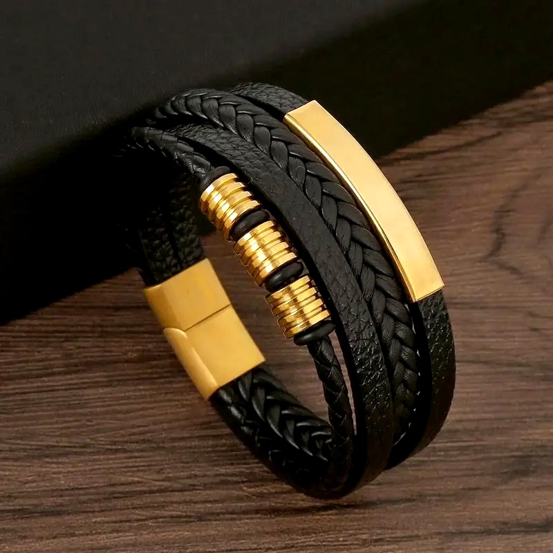Classic Men's Leather Bracelet - Mens Fashion Combination のレビューと価格