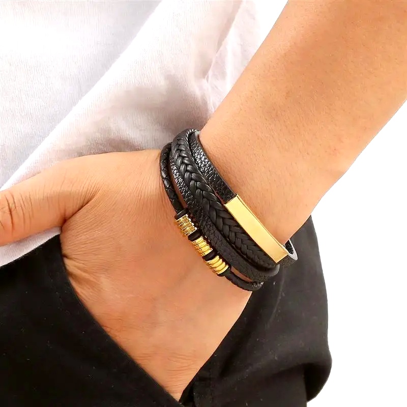 Classic Men's Leather Bracelet - Mens Fashion Combination のレビューと価格