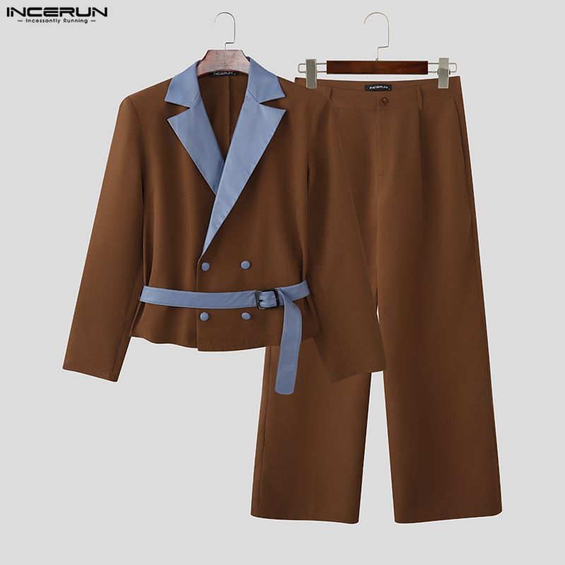 INCERUN Men Sets Patchwork Lon - Mens Fashion Suits のレビューと価格