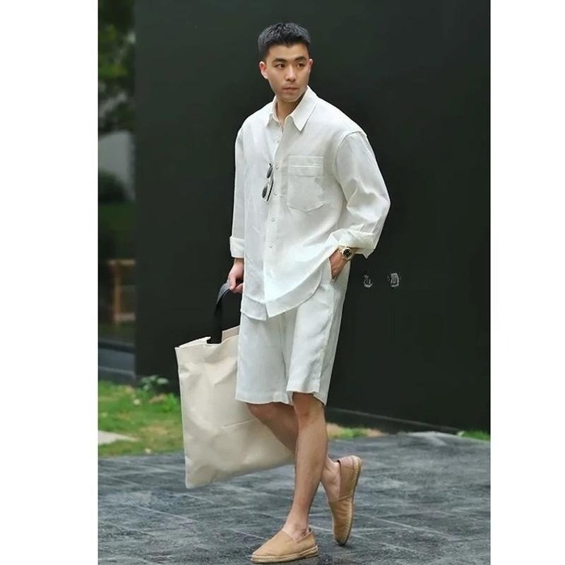 Summer Casual Set Lyocell Line - Mens Fashion Suits のレビューと価格