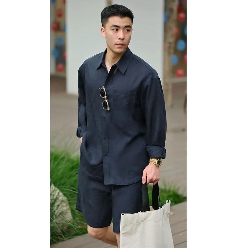Summer Casual Set Lyocell Line - Mens Fashion Suits のレビューと価格