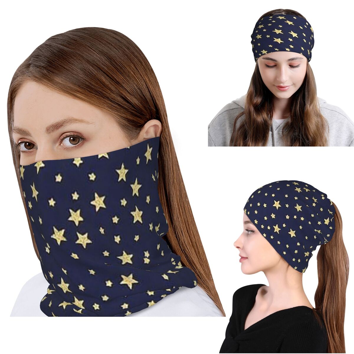 Navy Blue Sky And Stars Print  - Beanie Winter Hat のレビューと価格