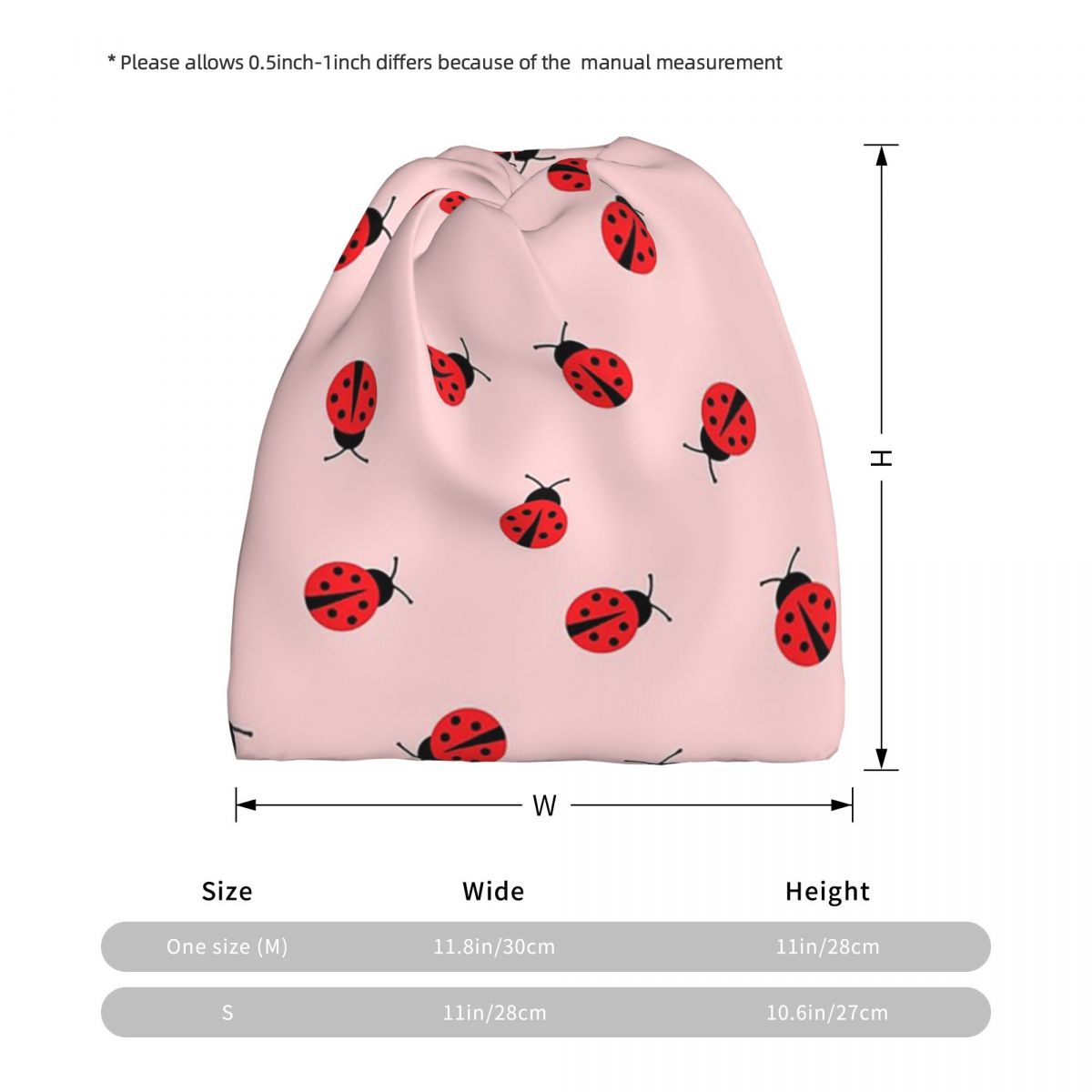 Cute Ladybug On Pink Backgroun - Beanie Winter Hat のレビューと価格