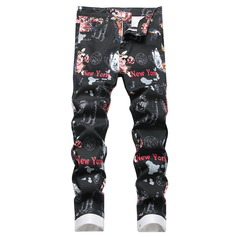 Men Digital Print Jeans Fashio - Men'S Fashion New York のレビューと価格