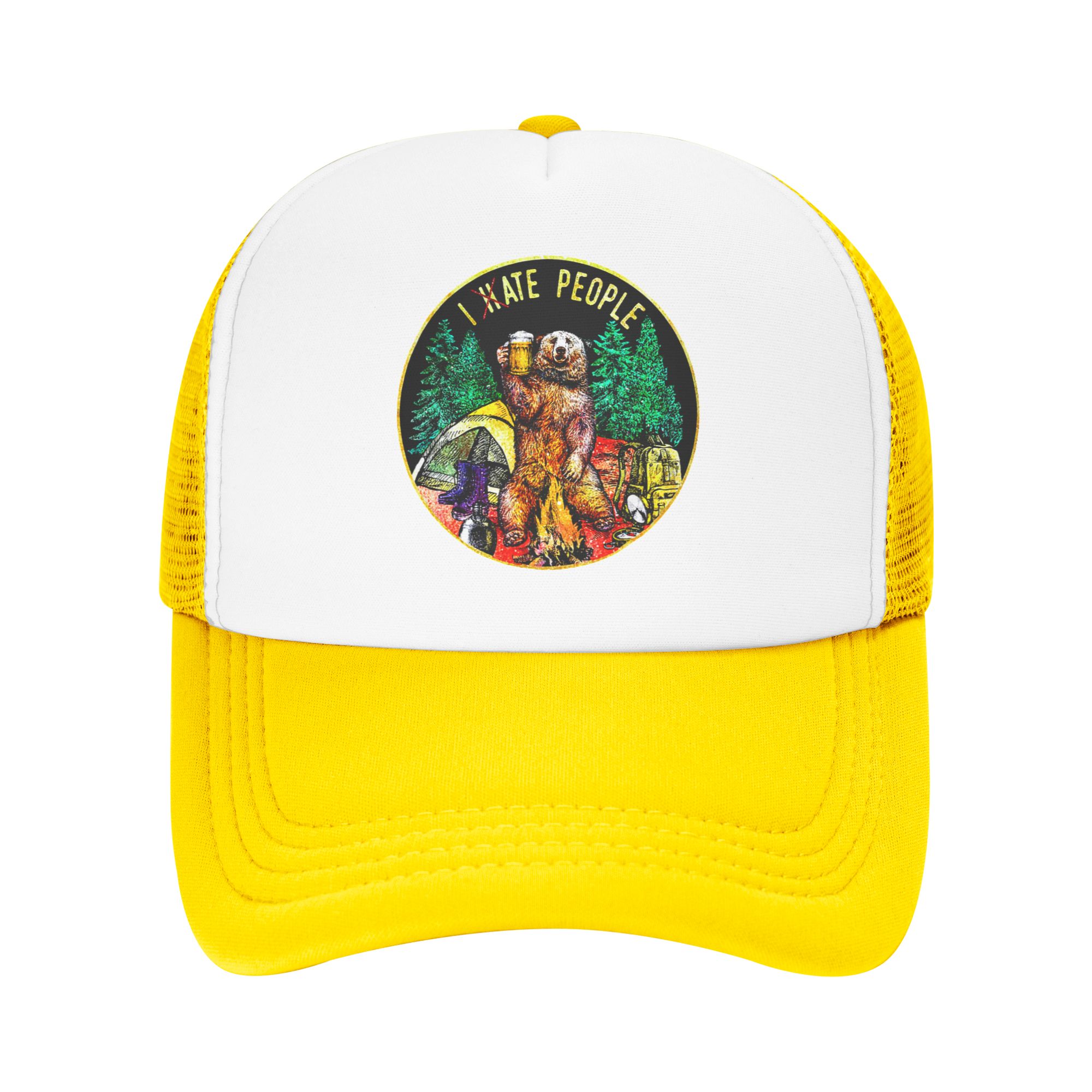 I Hate People Bear Camping Bas - Trucker Hat Cap のレビューと価格