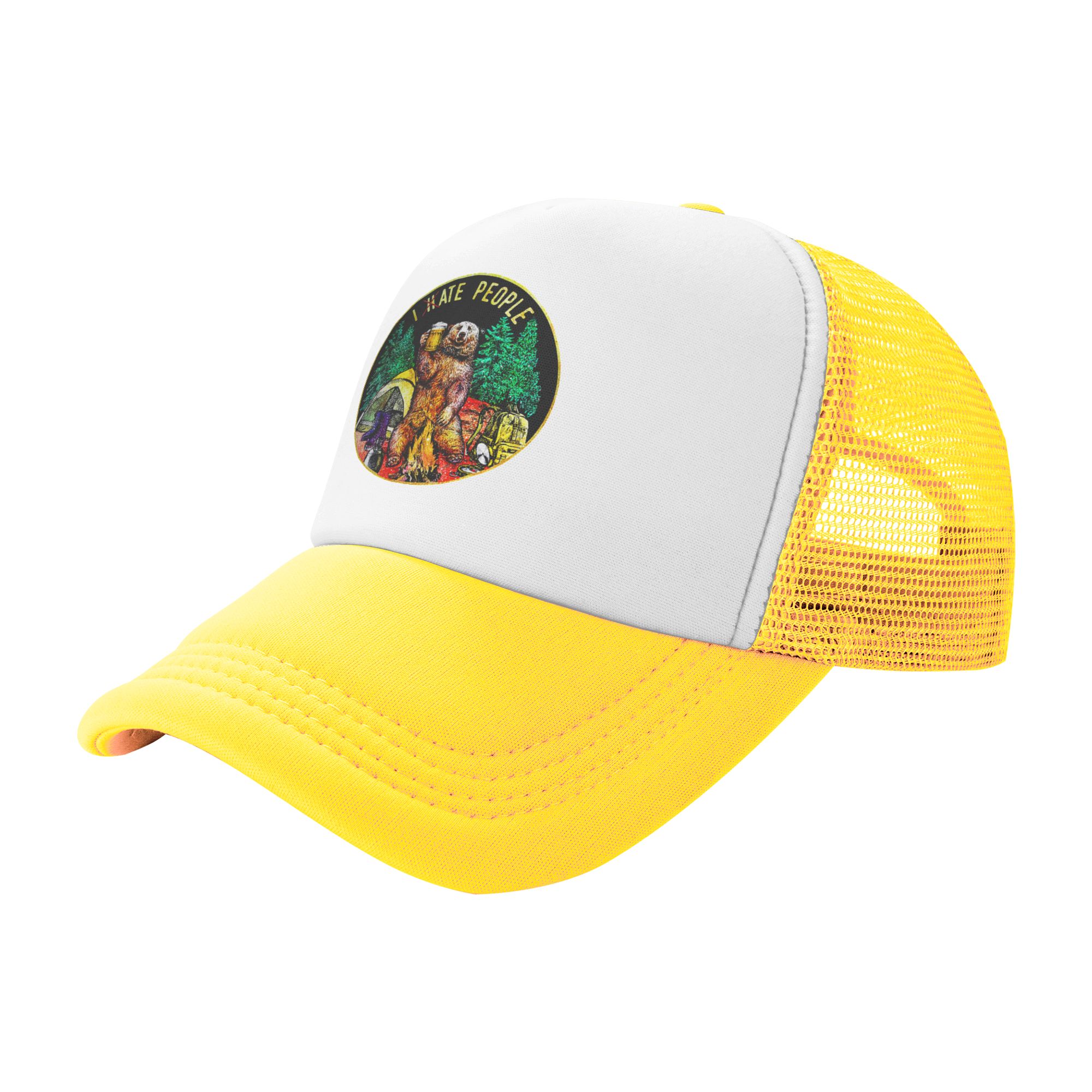 I Hate People Bear Camping Bas - Trucker Hat Cap のレビューと価格