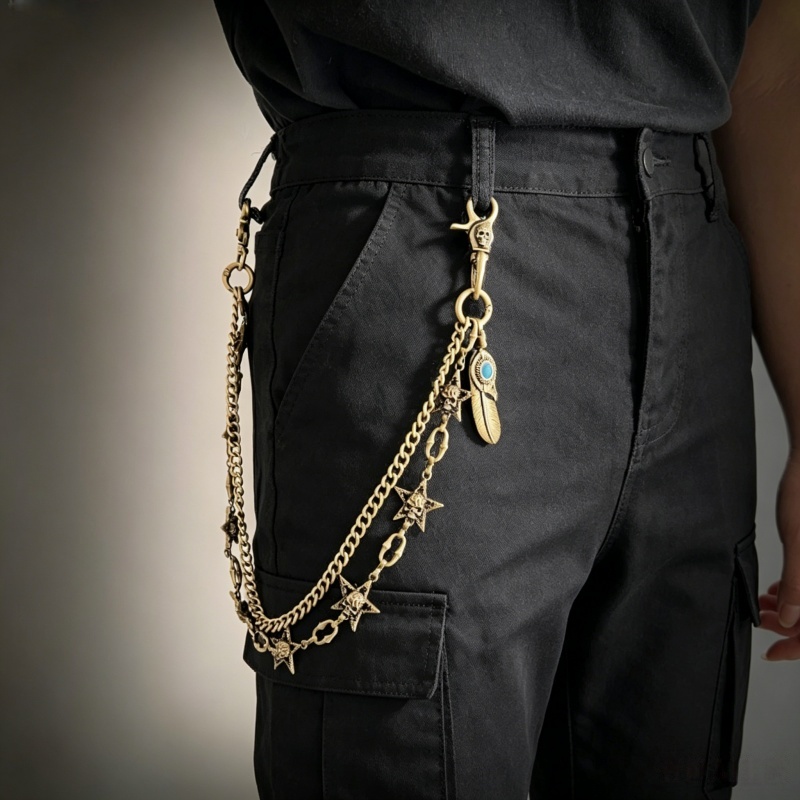Hip Hop Punk Rock Metal Pants  - Men Fashion Key のレビューと価格