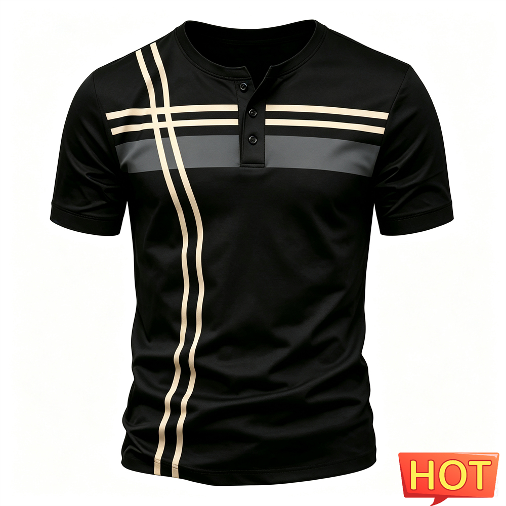 Simple Stripes Print Men Henry - Men'S Fashion Clothing のレビューと価格