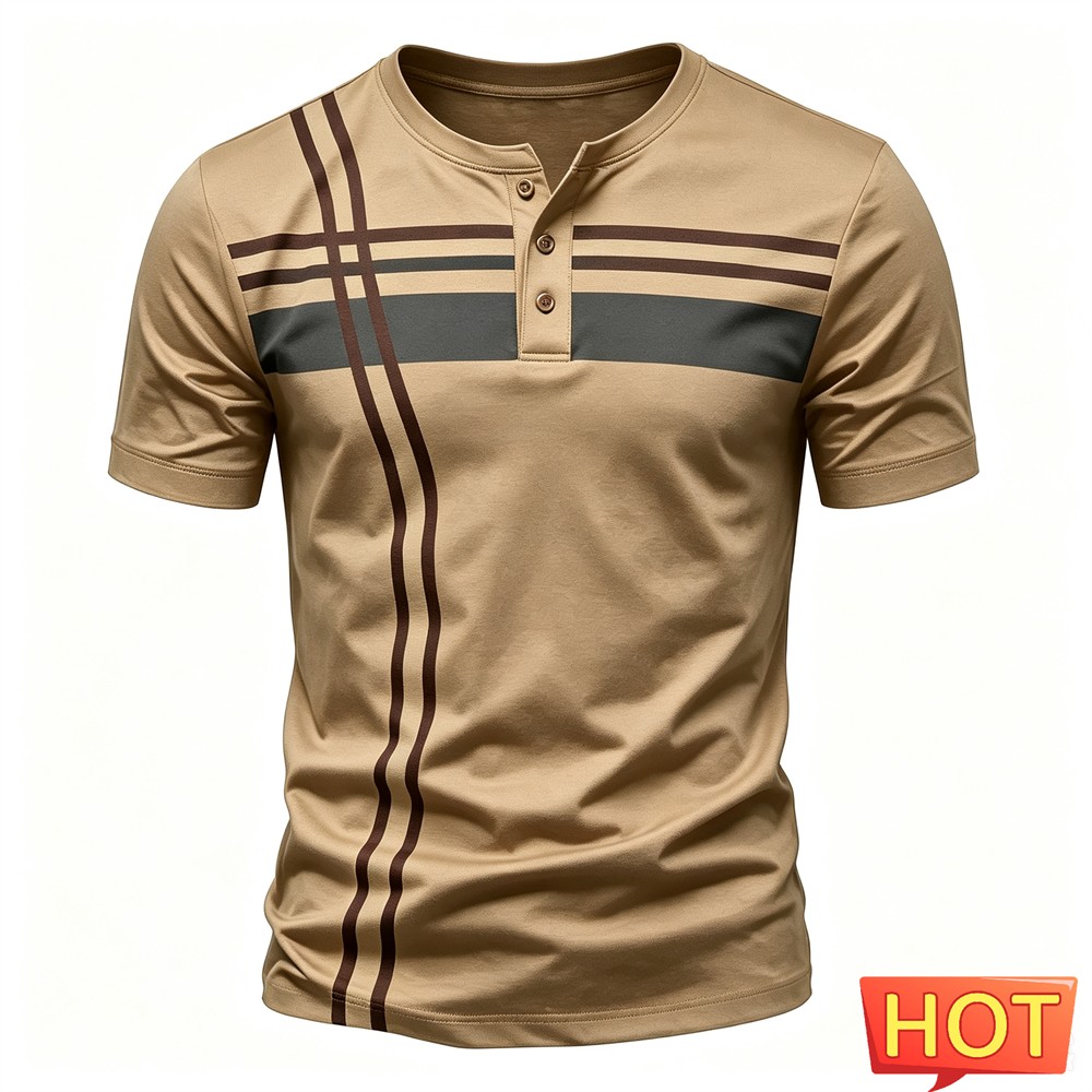 Simple Stripes Print Men Henry - Men'S Fashion Clothing のレビューと価格