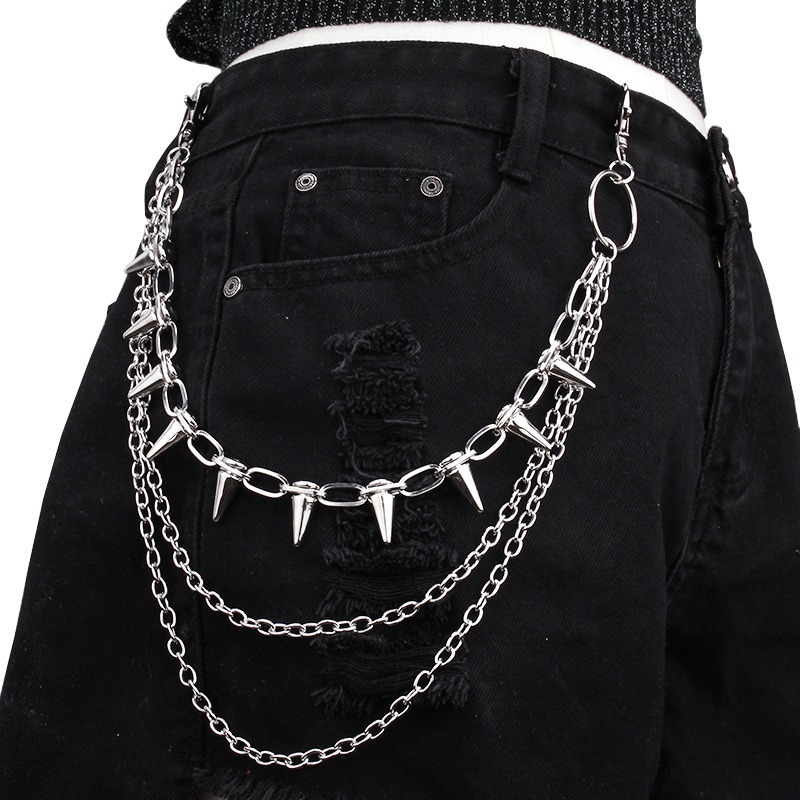 Hip Hop Punk Rock Metal Pants  - Men Fashion Key のレビューと価格