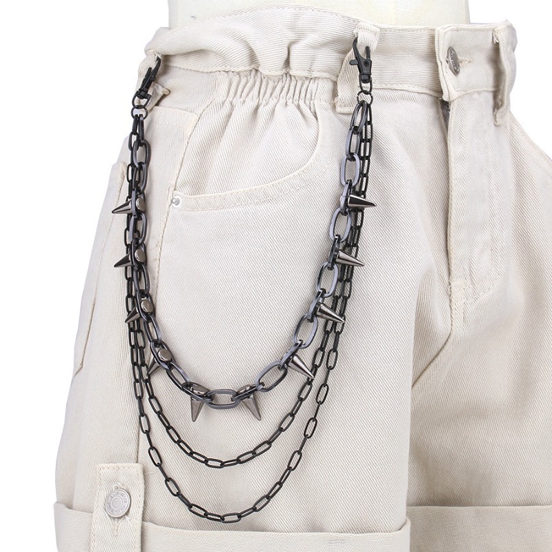 Hip Hop Punk Rock Metal Pants  - Men Fashion Key のレビューと価格