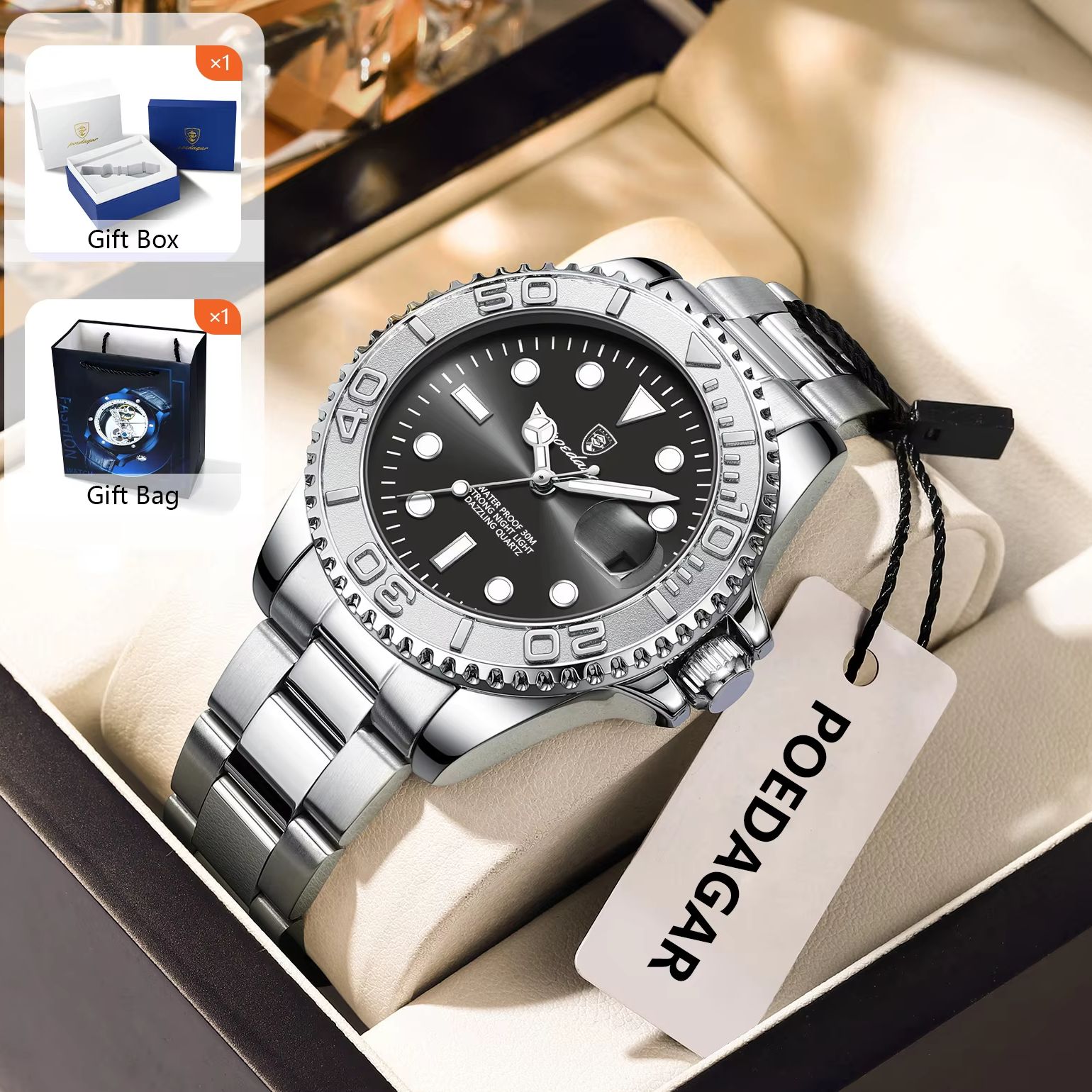 POEDAGAR Fashion Male Watch Lu - Men'S Fashion Box のレビューと価格