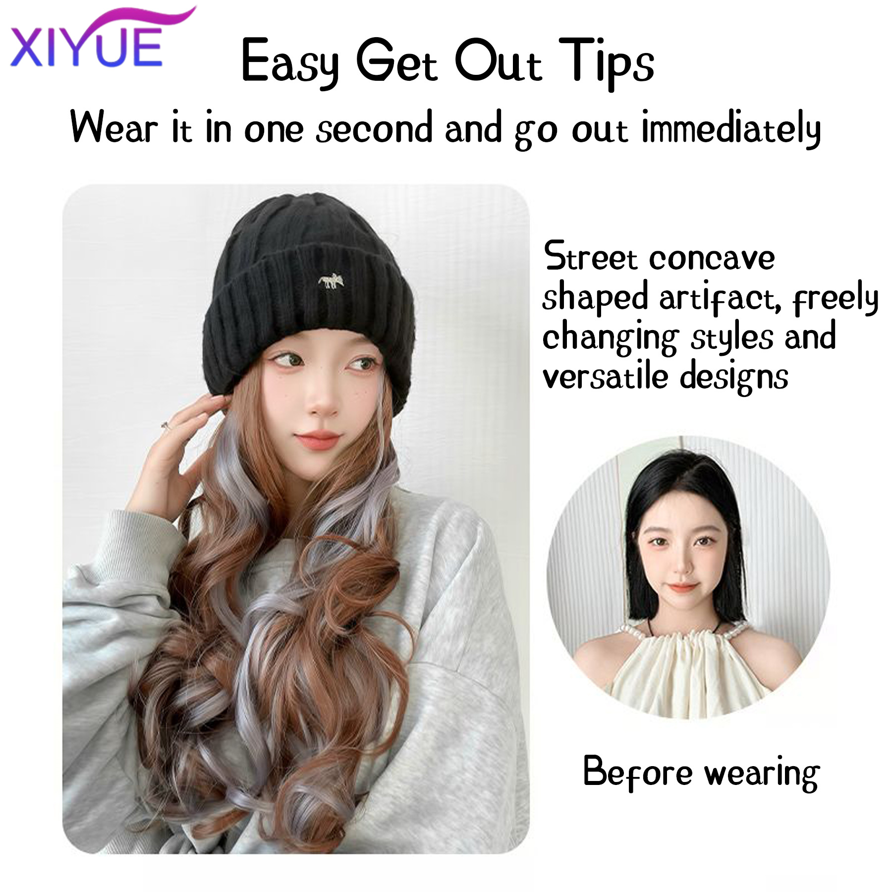 XY Synthetic Hat Wig Beanies H - Beanie Winter Hat のレビューと価格