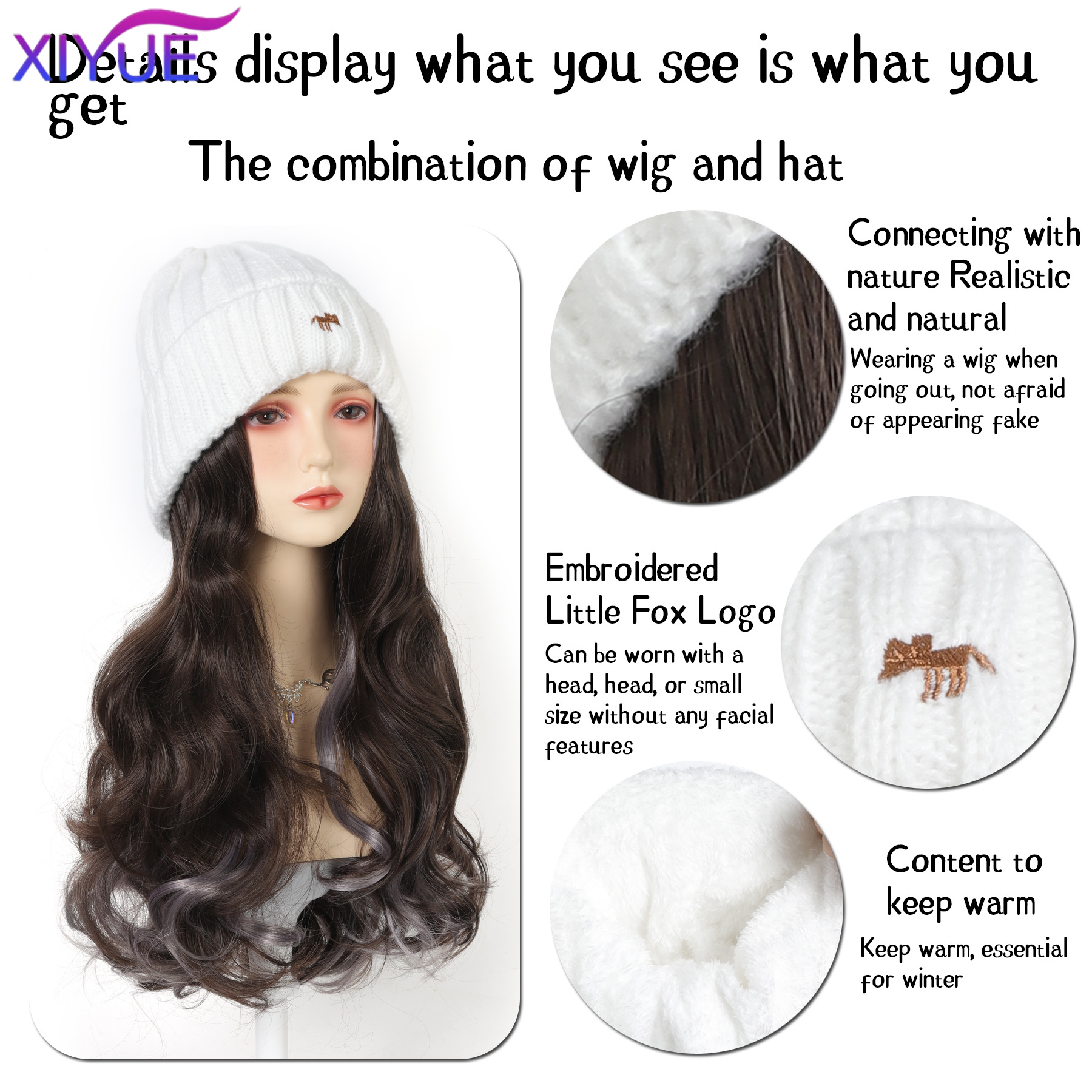 XY Synthetic Hat Wig Beanies H - Beanie Winter Hat のレビューと価格