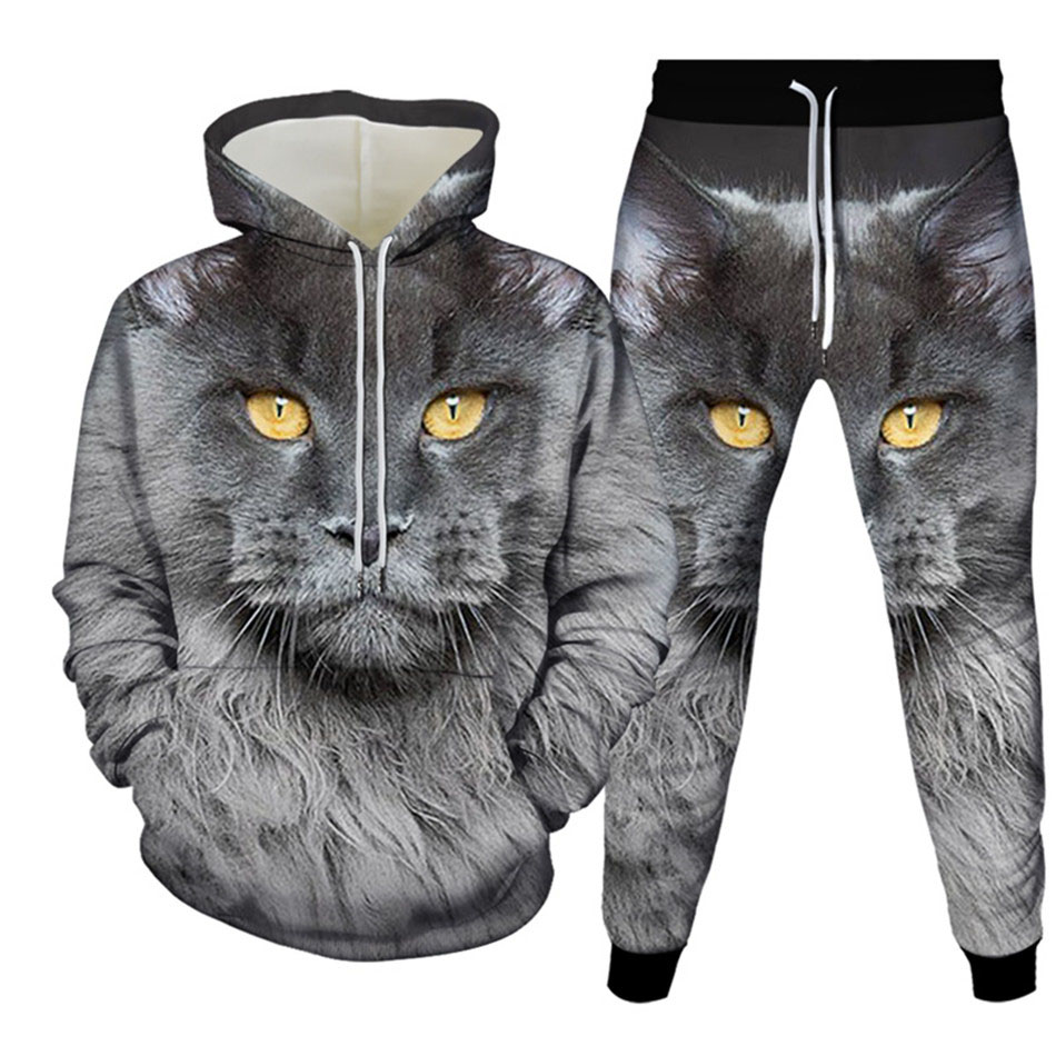 Autumn Funny Animal Cat 3D Pri - Men'S Fashion Clothing のレビューと価格